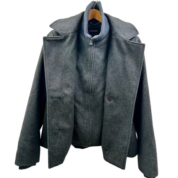 EUC Guess Women's Double Breasted Peacoat Jacket With Knit Collar - LARGE - Picture 5 of 11